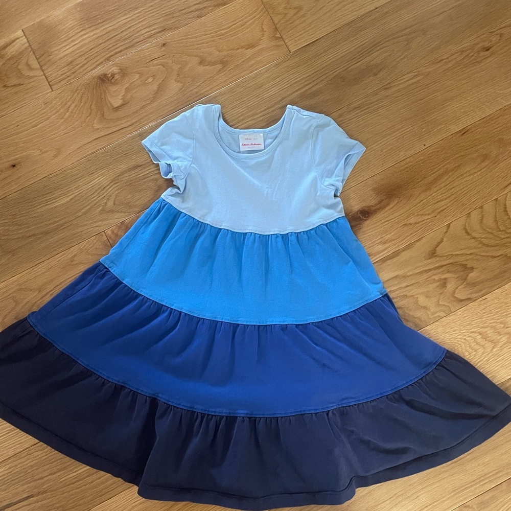 Hanna Andersson Multitone Blue Tiered Dress